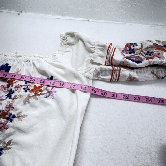 FREE PEOPLE Women Fleur De Jour Off Shoulder Mini Dress Sz XS White Boho 18-6 - Picture 9 of 11